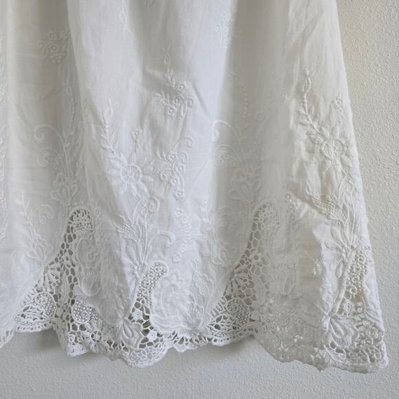 Abercrombie & Fitch Embroidered Lace Off Shoulder Dress White M Cottage Bridal - Picture 2 of 8